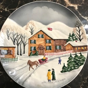 Western Berg Germany Hand Painted Ceramic Vintage Collection Plate Art