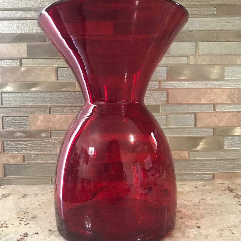 Ruby Red Vase - Etsy