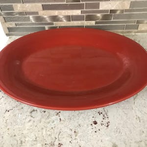 Dark Red Burgundy Maroon Home Large Ceramic Oval Platter Trays Serving Plate (18 1/2 Inches L’ X 14 Inches W’)