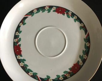 Tienshan Holly Berries Deck The Halls Christmas Holiday Season Gold Trim Decor Collectible Serving Platter Tray Plate (10 3/4 Inches)