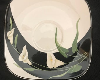 Sango Quadrille Black Lilies Four Square Dinner Plates Four Square