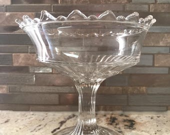 Clear Footed Pedestal Bowl Decorative Candy Dish Collectible Glass Holder (7 Inches W’ X 7 Inches H’)