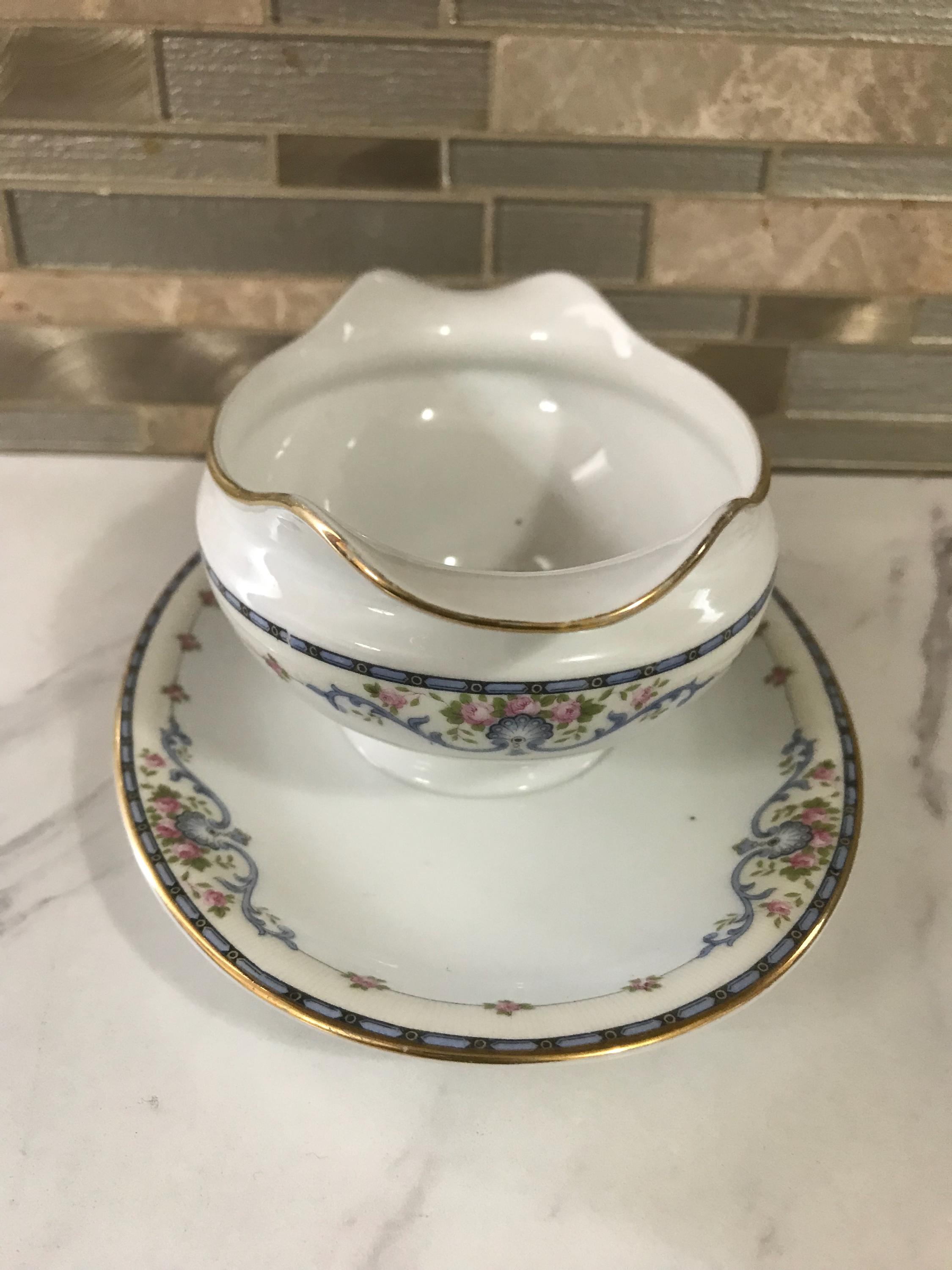 日本製ノリタケ ウェルズリー ハンドクラフト ブルー ピンク 花柄