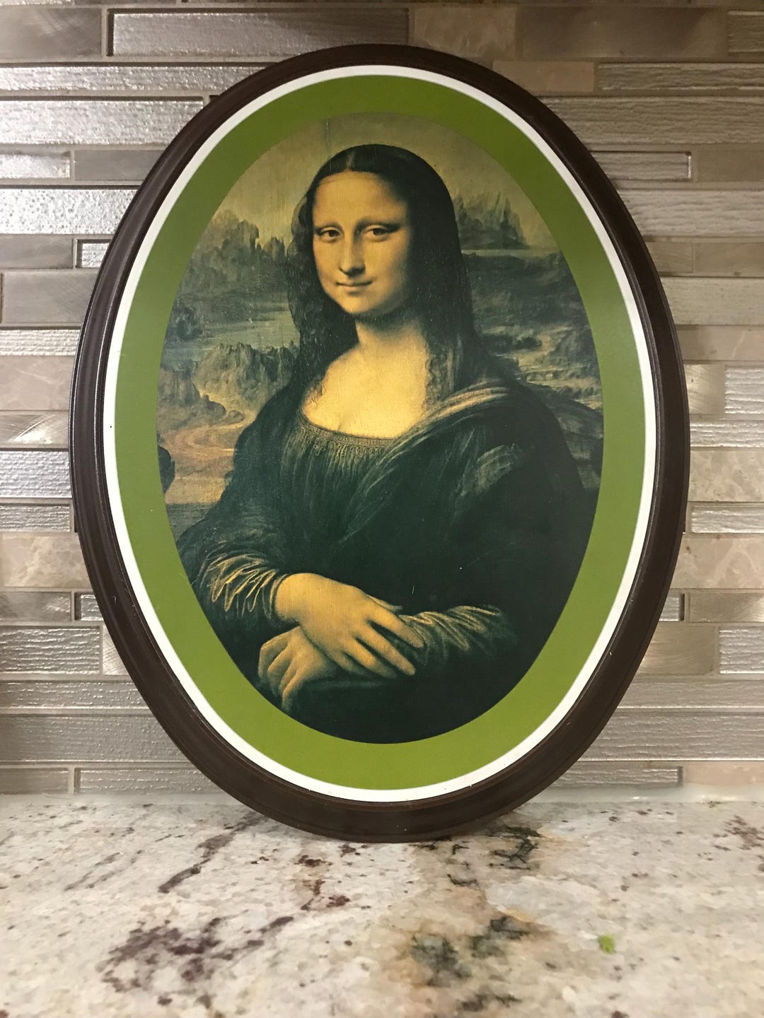 「Di Masea」JuliaＷeist￼額61.5×46.5絵￼31×33cm 1974 the Ohio Art Gallery Mona Lisa Wall Hanging Collectible