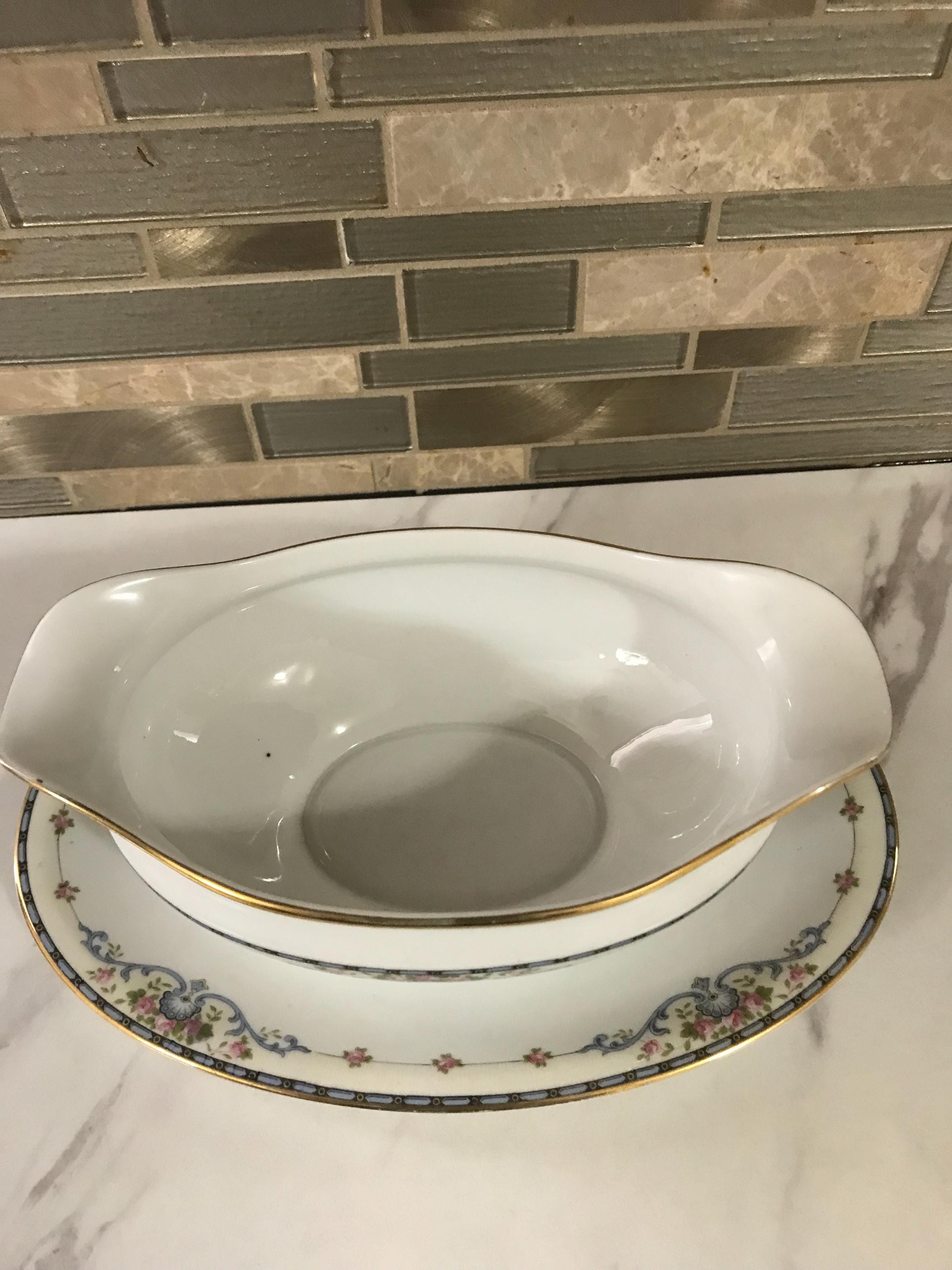 日本製ノリタケ ウェルズリー ハンドクラフト ブルー ピンク 花柄