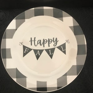 Royal Norfolk Happy Fall Black And White Salad And Dessert Plate (8 Inches)