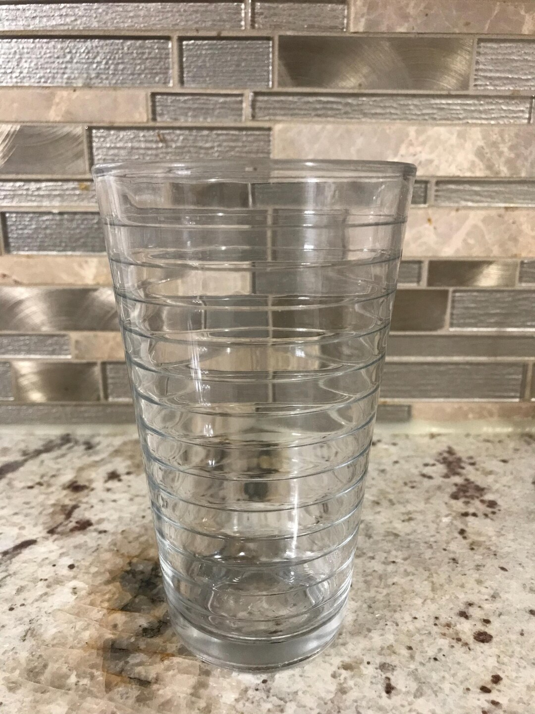 Libbey Ribbed Horizontal Lines Heavy Thick Glass 17 Tumbler Cup 5 3/4 ...