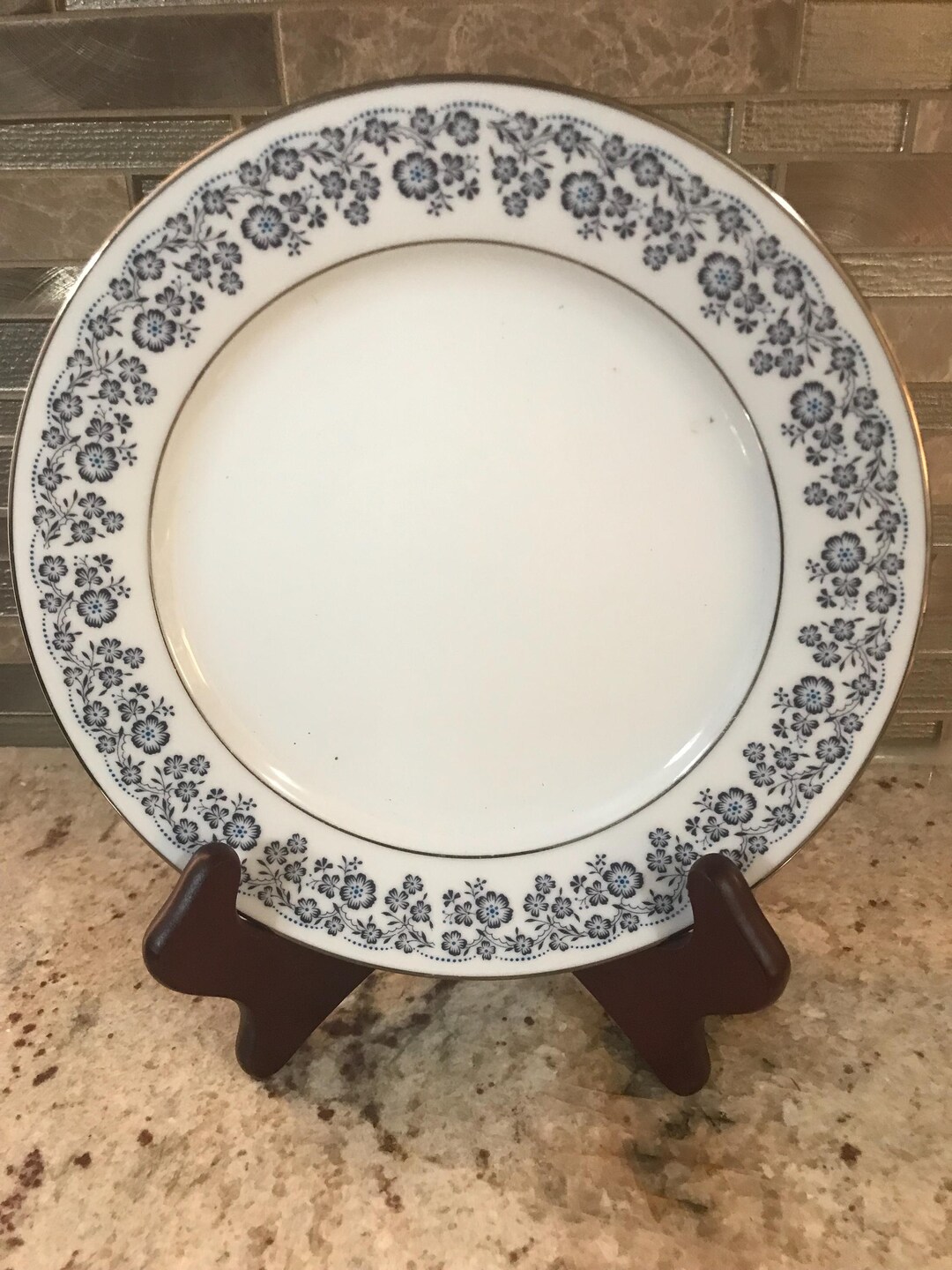 Japan Kenmark White Blue Floral With Silver Trim Design Fine China ...