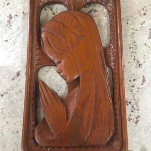 Little Girl Praying With Cross In Background Religious Wall Hanging Plaque Spiritual Collectible Decor (12 Inches L’ X 7 Inches W’)