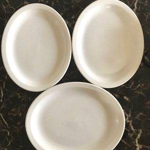 Three Vintage Homer Laughlin Large White Best China Oval Serving Platter Set Of Three