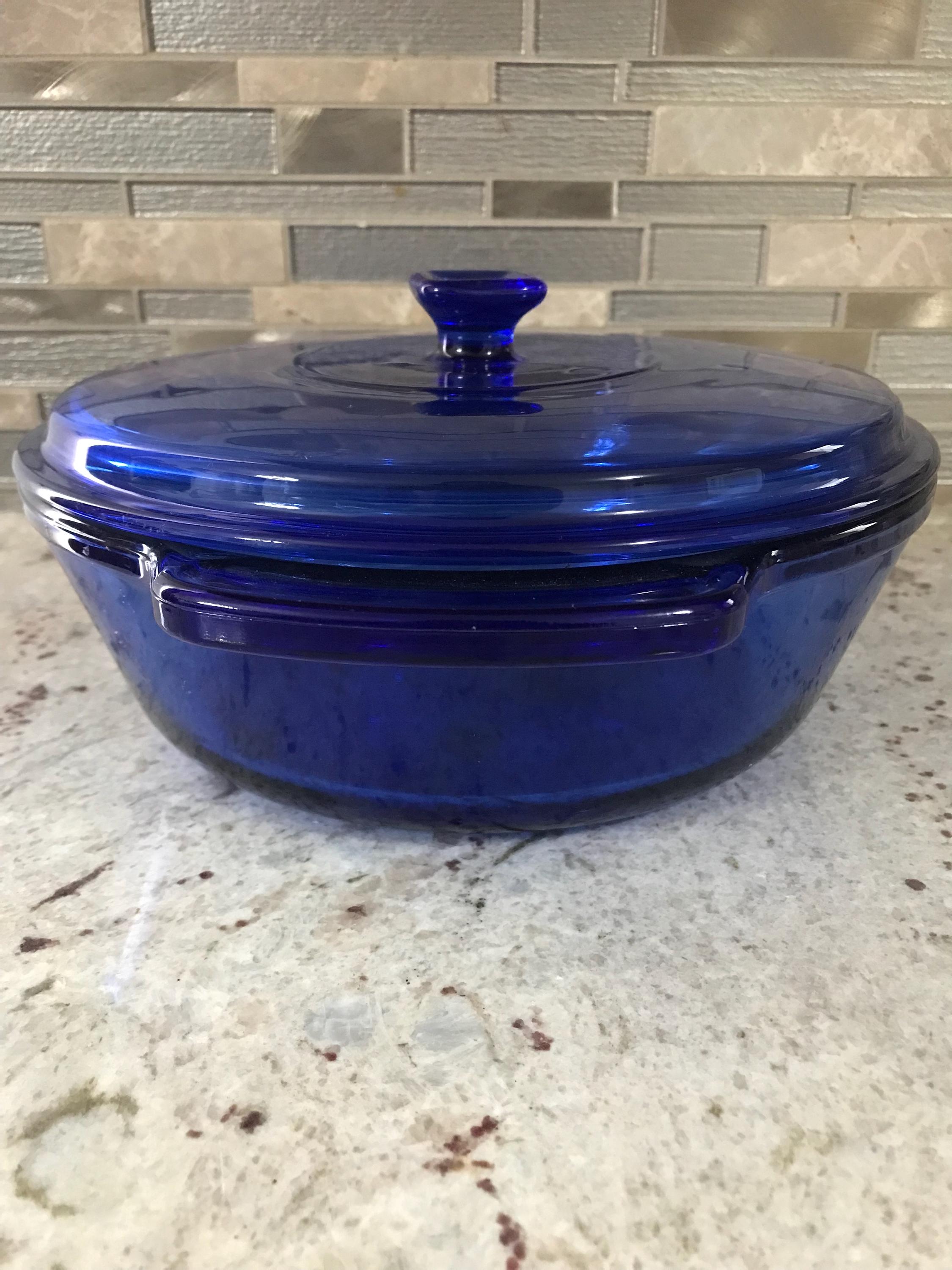Anchor Hocking Cobalt Blue Pyrex Casserole Collectible Glass Dish