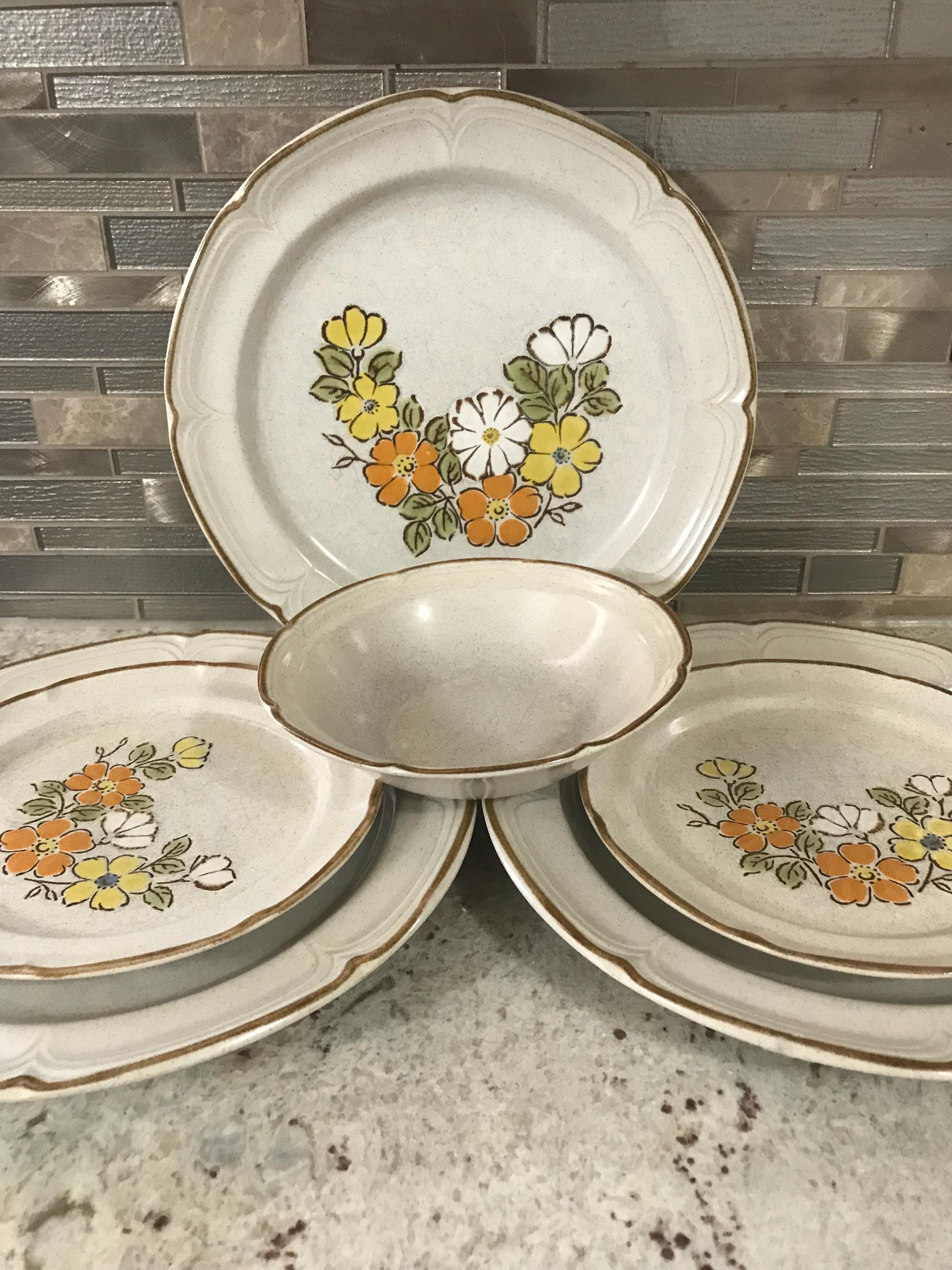 Six Japan Spring Garden Baroque Hearthside Stoneware Beige Floral