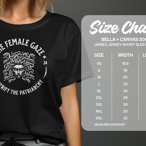 Camiseta feminista Medusa, camisa de mirada femenina empoderadora, petrificar el top patriarcado, derechos de las mujeres activistas imagen 7