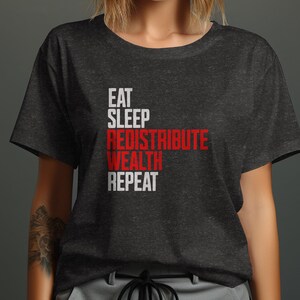 Eat Sleep Redistribute Wealth Repeat T-shirt Leftist Apparel Gift for Socialist Grunge Style Karl Marx Quote Shirt afbeelding 2