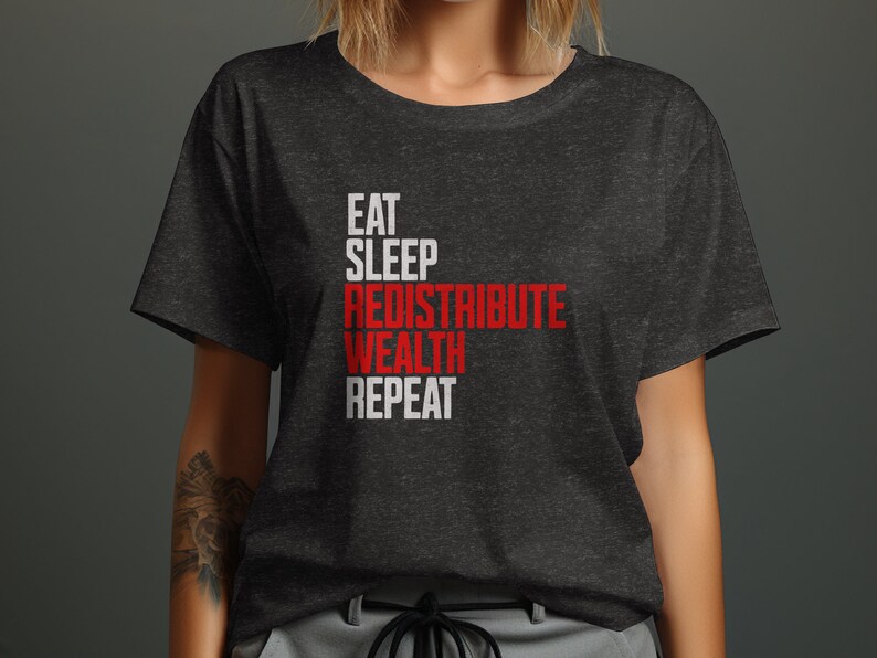 Eat Sleep Redistribute Wealth Repeat T-shirt Leftist Apparel Gift for Socialist Grunge Style Karl Marx Quote Shirt afbeelding 2