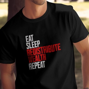 Eat Sleep Redistribute Wealth Repeat T-shirt Leftist Apparel Gift for Socialist Grunge Style Karl Marx Quote Shirt afbeelding 7
