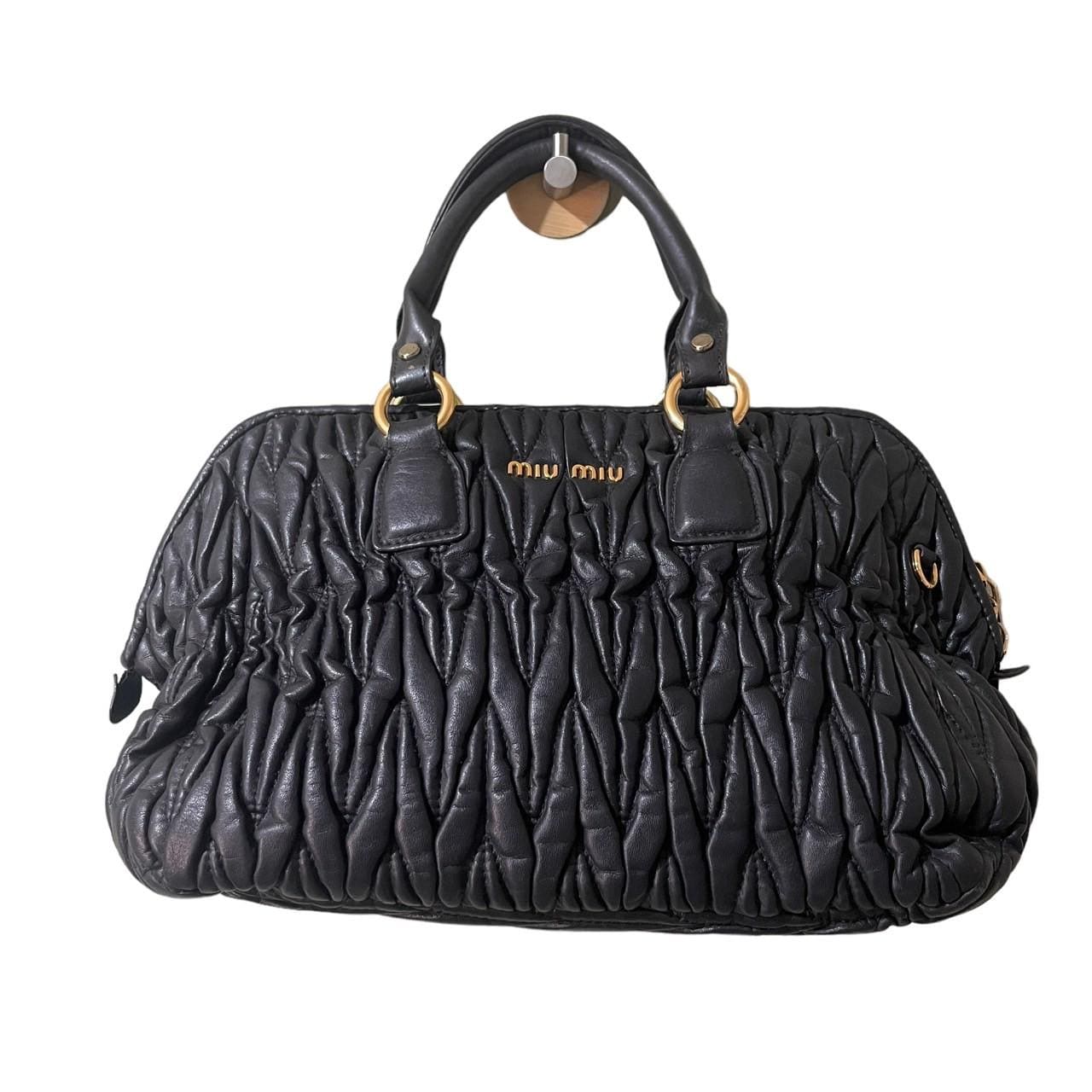 Vintage Miu Miu Black Matelasse Leather Medium Shoulder Vintage Miu Miu Black Matelasse Leather Medium Shoulder