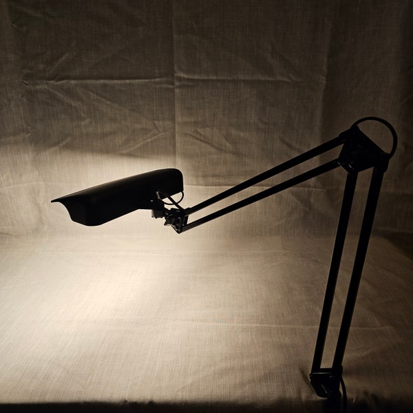 Vintage architect lamp in black, clamp lamp