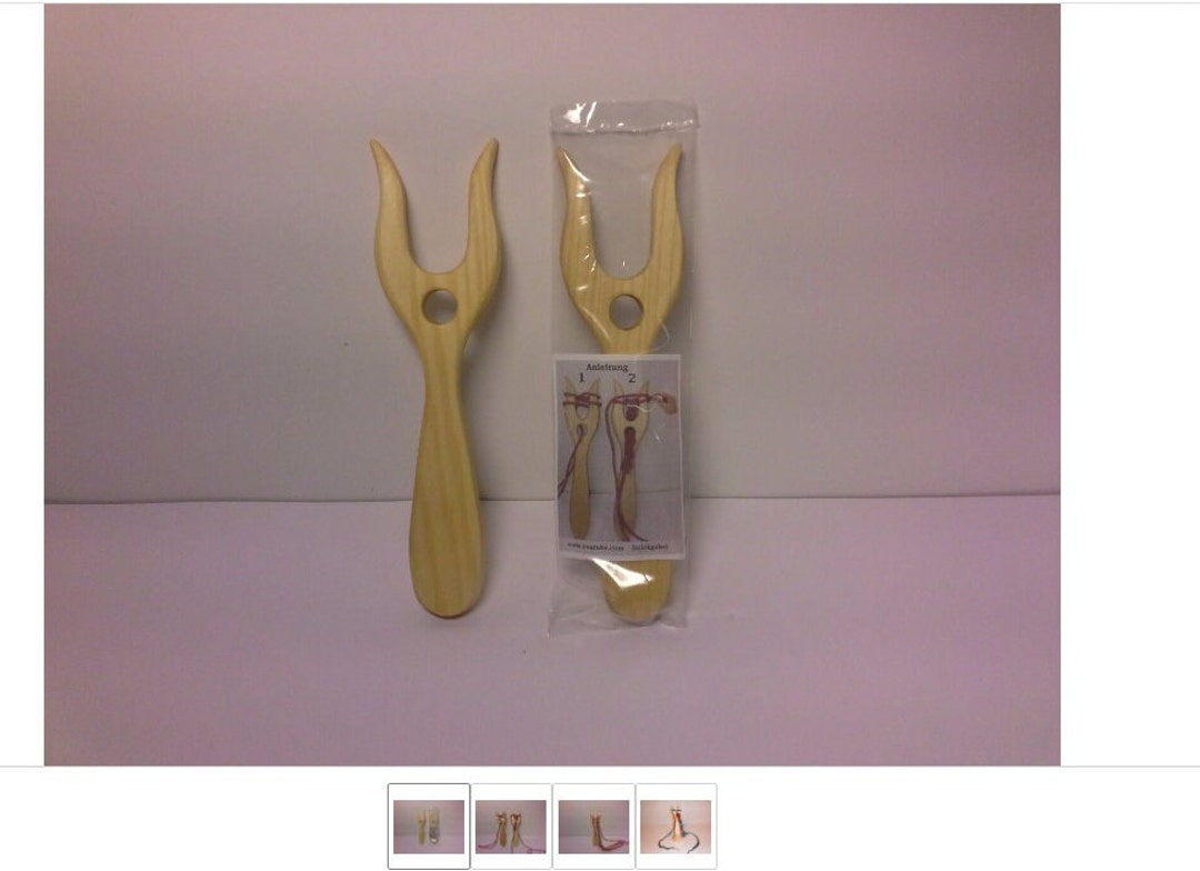 50x KNITTING FORK Wide, Handy and Light Wood With Instructions Light