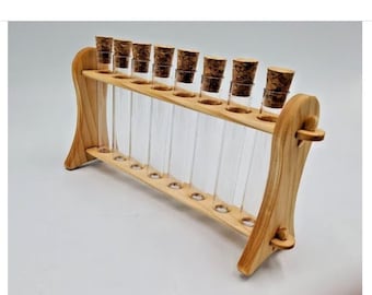 Wooden Test Tube Rack With Acrylic Test Tubes With