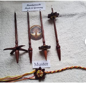 Lightweight Spindle Set 5 in 1 Mahogany Cross Spindle Head Spindle Stock Hand Spindle Knotting Flower Knee Rest and Floor Rest with Magnet NEW.