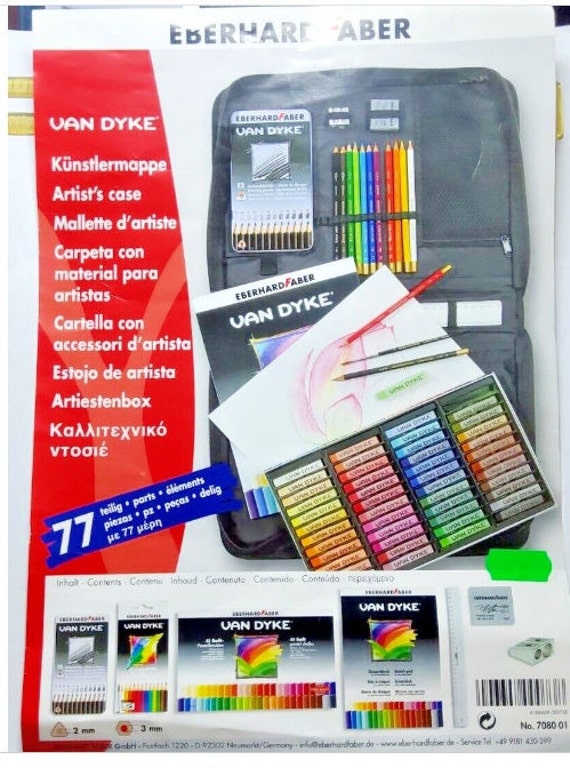 77 Teile VanDyke Eberhard FABER Künstlermappe Aquarell Bleistifte