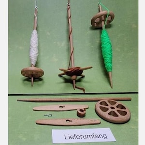 Spindle Multi Set 3 in 1 head spindle, hand spindle and cross spindle beechwood New