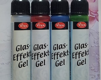 VIVA  Glas-Effekt-Gel 28 ml transparente Farben zum bemalen von Glas, Porzellan oder Keramik. SONDERPREIS 10014