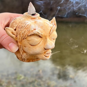 Brûle-encens elfe fantaisie fait main - Support anti-refoulement lutin fantaisiste pour décoration sorcière goblincore home