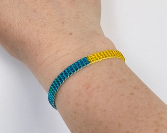 Pulsera de la bandera de Ucrania azul y amarillo Slava Ukraini pulsera soporte con pulsera con cuentas de Ucrania colores de la bandera ucraniana браслет з бісеру