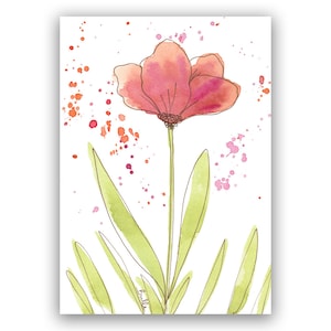 Carte aquarelle Fleur Orangée