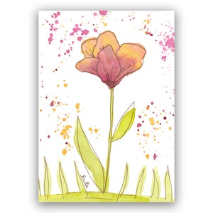 Carte aquarelle Fleur multicolore