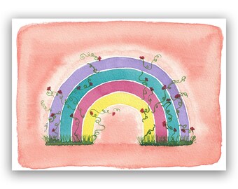 Regenboog aquarel kaart