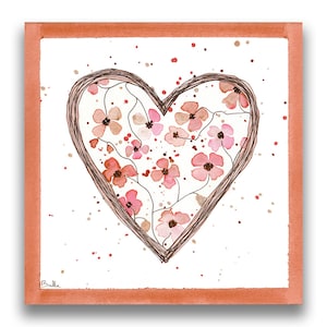 Watercolor card Flower heart