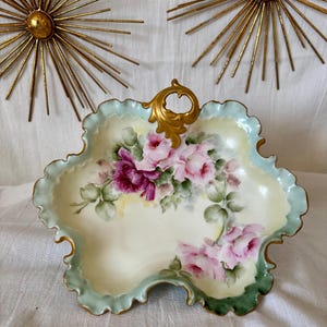 Phillip Rosenthal R.C. Monbijou Bavaria Germany Circa 1900-30’s MCM Vintage Victorian Porcelain Catch All Dish Hand Painted Gilt Collectible