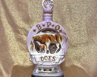 Jim Beam 1971 B.P.O. Does Empty 50th Anniversary Commemorative Vintage Decanter Collectible Barware Retro