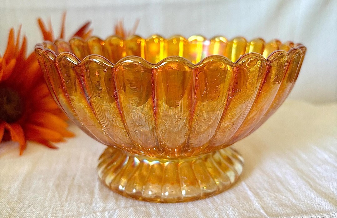 Imperial Glass Company Carnival Glass Marigold Antique Pillar Flutes