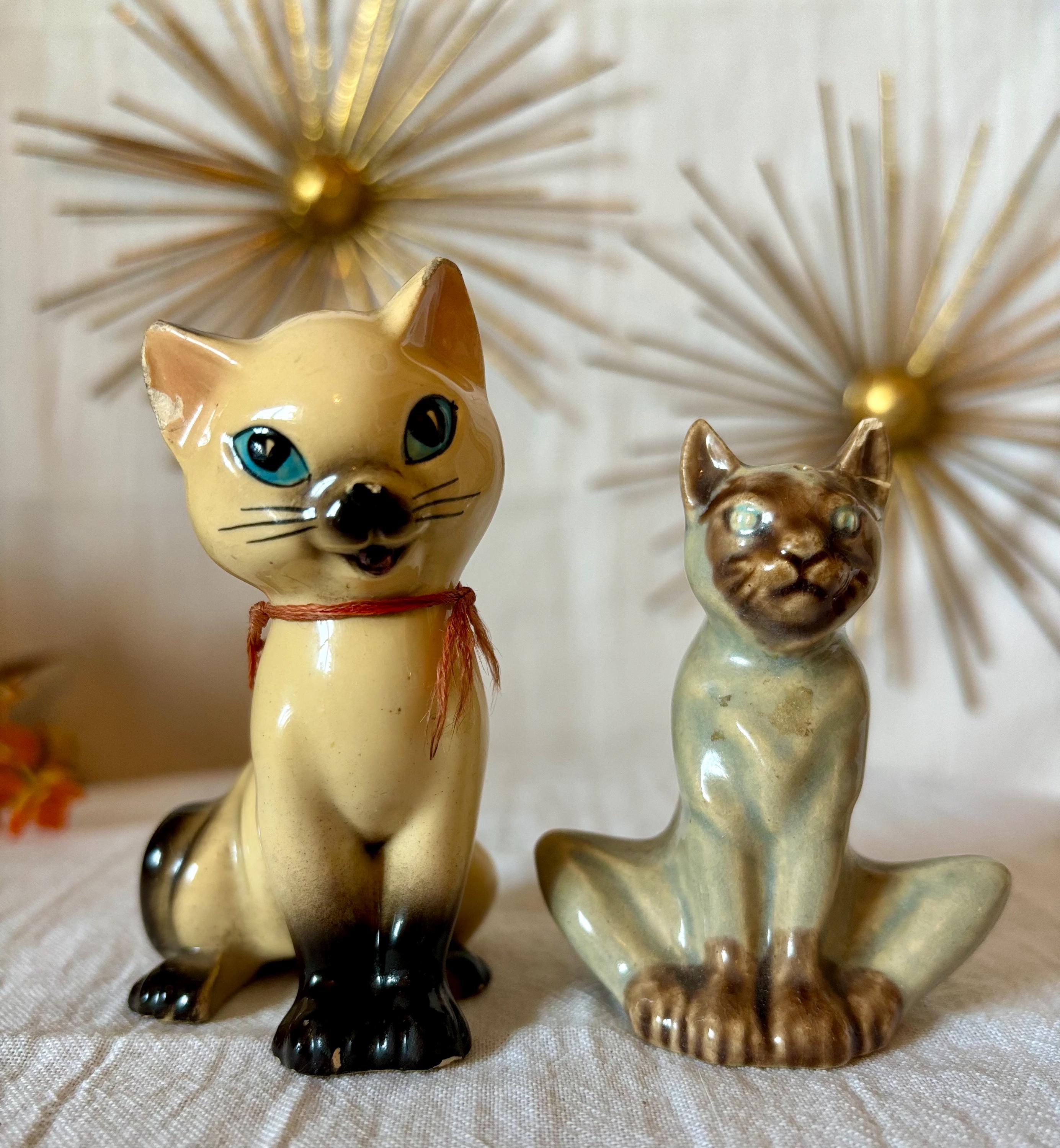 Vintage Rosemeade Siamese Cat Plus Extra Misfit Island Salt & Pepper Shakers MCM Collectibles Gift Retro Kitsch