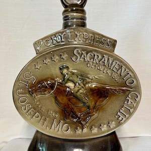 Jim Beam 1968 Empty Pony Express Decanter Collectible Barware Retro