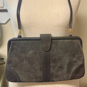 Palizzio MCM Dark Grey Suede Leather Shoulder Bag/Clutch Pristine Condition High Quality Vintage Purse Rare Find