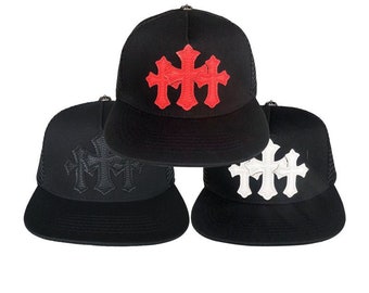 CH style Multi-cross Hat Breathability Cross Trucker Hat, Vintage hip hop punk ref CH baseball cap, Daily baseball cap