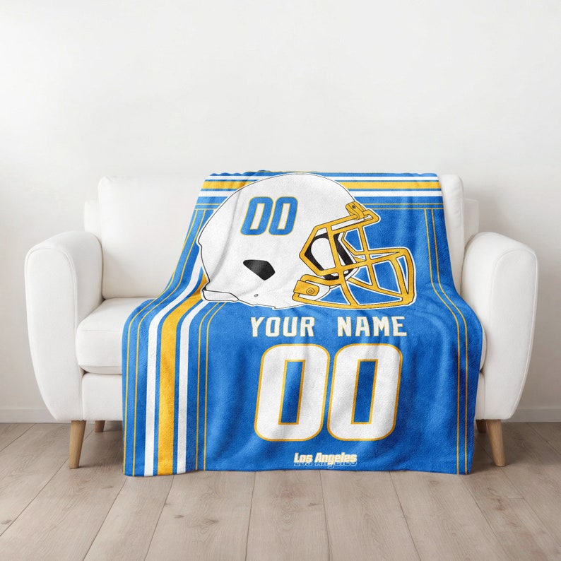 Los Angeles Football Vintage Personalized Blanket,los Angeles Charger