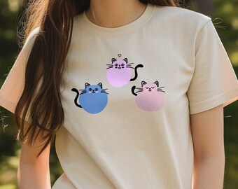 Cat Trio T-Shirt | Cute Cat Design Tee | Cute Animal Shirt