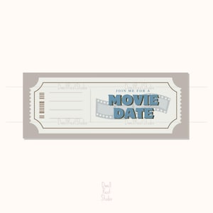 Custom MOVIE DATE Gift Coupon - Special Activity Surprise - Voucher Ticket - Editable PDF