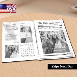 RUSH Bridesmaid Proposal Newspaper, Bridesmaid Proposal Card Editable Templates, Will You Be My Bridesmaid Newspaper Flower Wrap DIY Gift