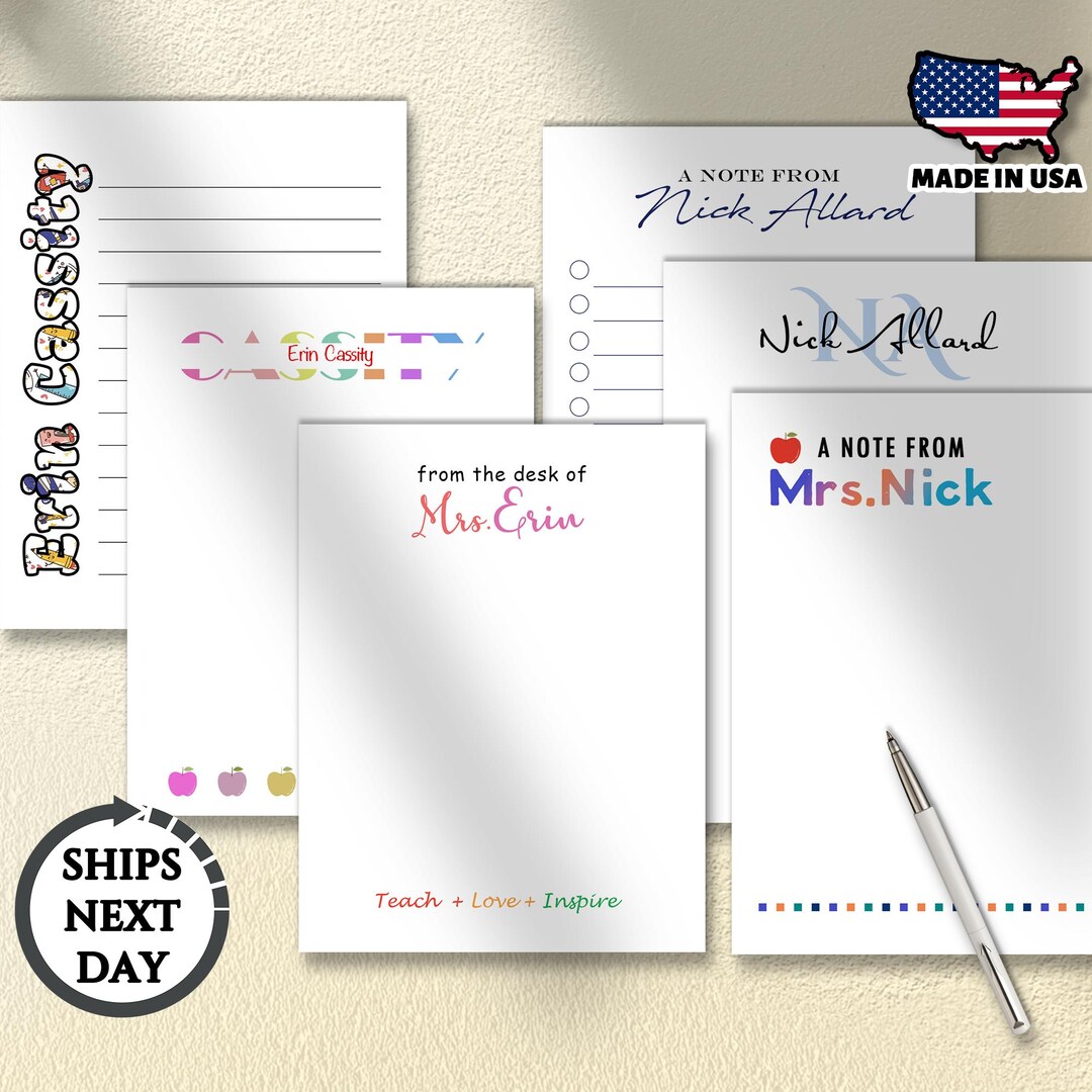 Custom Teacher Notepad, Name Notepad, Teacher Appreciation Gift, Back ...