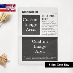 RUSH Custom Newspaper/Newspaper Wedding Photo Props/Bridesmaid Invites/Birthday/Baby Announcement/Anniversary/New Business Gift/Retirement