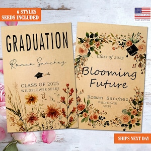 RUSH Graduation Seed Packets/Graduation Party Favors for Guests/Blooming Future/Class of 2025/Senior 2025 Grad Party Seed Packet Favors