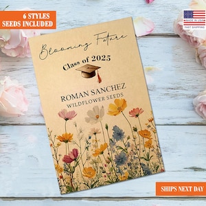 25 BULK Graduation Seed Packet Favors, Party Favor Wildflower Seeds, Custom Party Favors with Graduate Name, Blooming Future, Class of 2025