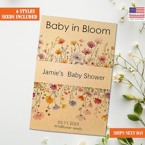 Wildflower Baby Shower Favors, Baby Sprinkle Favors, Custom Seed Packets, Baby in Bloom Personalized Guest Gifts, Eco Friendly Party Favor